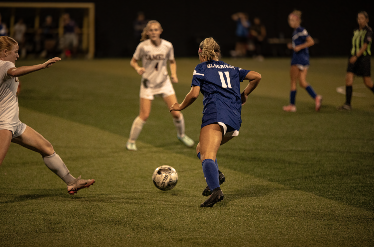 Adalyn Armstrong Cattani gets the ball while Campbell player tries to kick the ball. Cattani (10) said, "The game was pretty close in the end, but I thought we kept our calm and overall worked together as a team well and brought home the win.